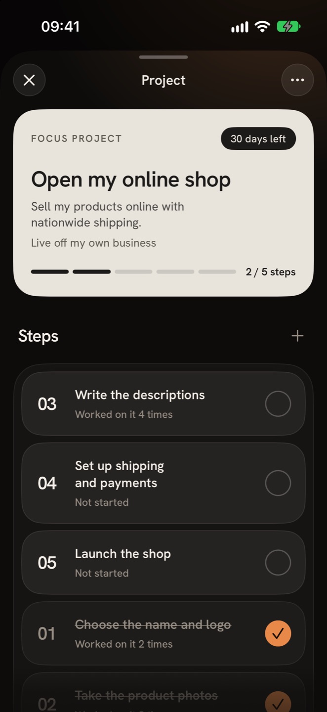 Projects and steps